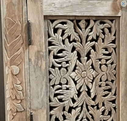 Hand Carved Solid Wooden with Two Doors and Two Drawers Entryway Cabinet Cabinet - Bone Inlay Furnitures