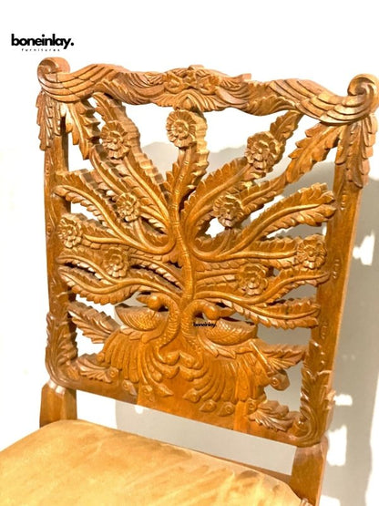 Hand Carved Traditional Solid Wood Swan Dining Chair Dining Chair - Bone Inlay Furnitures