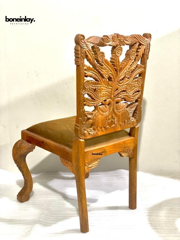 Hand Carved Traditional Solid Wood Swan Dining Chair Dining Chair - Bone Inlay Furnitures