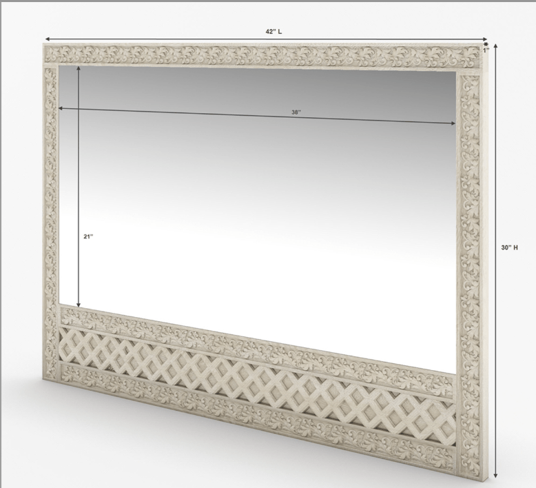 Hand Carved White Color Mirror in Square Shape mirror frame - Bone Inlay Furnitures