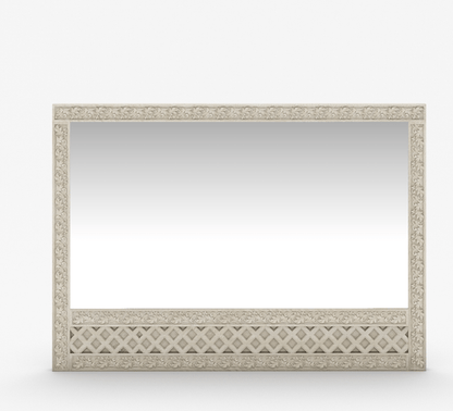 Hand Carved White Color Mirror in Square Shape mirror frame - Bone Inlay Furnitures