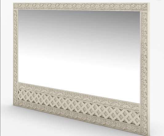 Hand Carved White Color Mirror in Square Shape mirror frame - Bone Inlay Furnitures