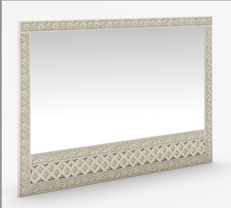 Hand Carved White Color Mirror in Square Shape mirror frame - Bone Inlay Furnitures