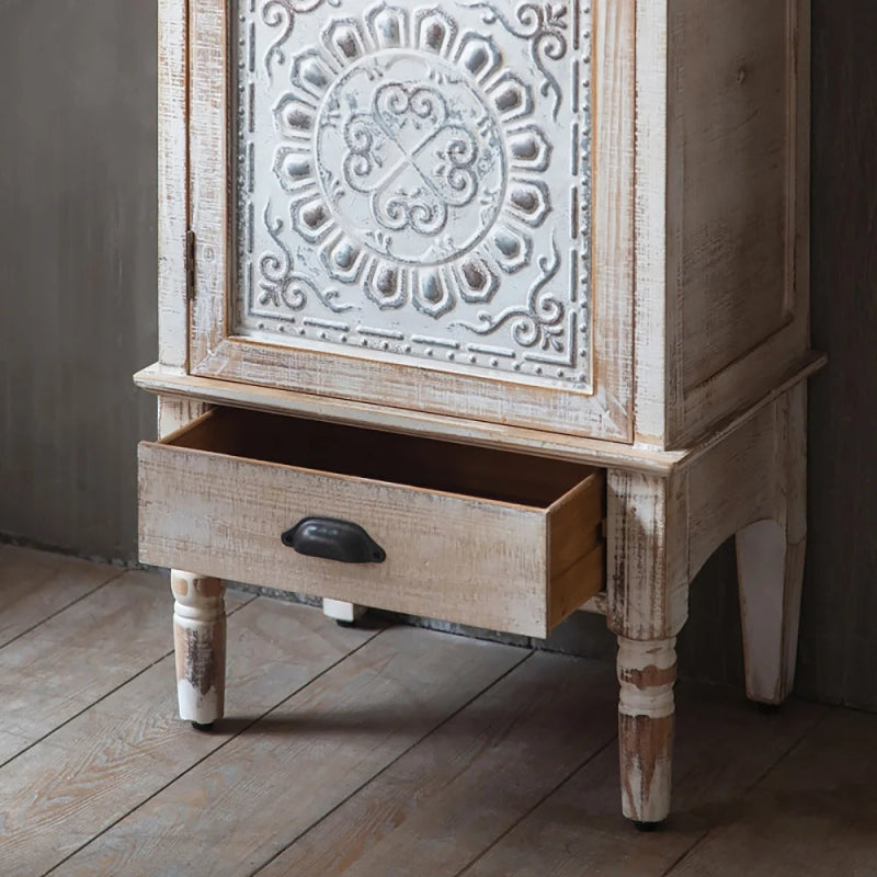 Hand Carved White Wood Display Cabinet with Storage Curio Accent Door Cabinet Cabinet - Bone Inlay Furnitures