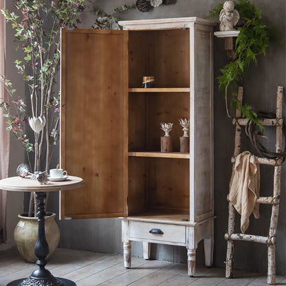 Hand Carved White Wood Display Cabinet with Storage Curio Accent Door Cabinet Cabinet - Bone Inlay Furnitures