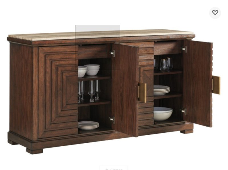 Hand Carved Wooden Brown Color Sideboard Buffet with Four Doors Buffet & Sideboard - Bone Inlay Furnitures