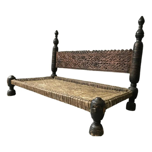 Hand Carved Wooden Vintage Sofa Bench bench - Bone Inlay Furnitures