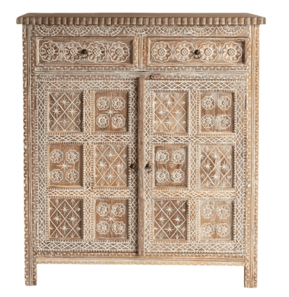 Hand Carving Solid Wooden Indian Cabinet Cabinet - Bone Inlay Furnitures