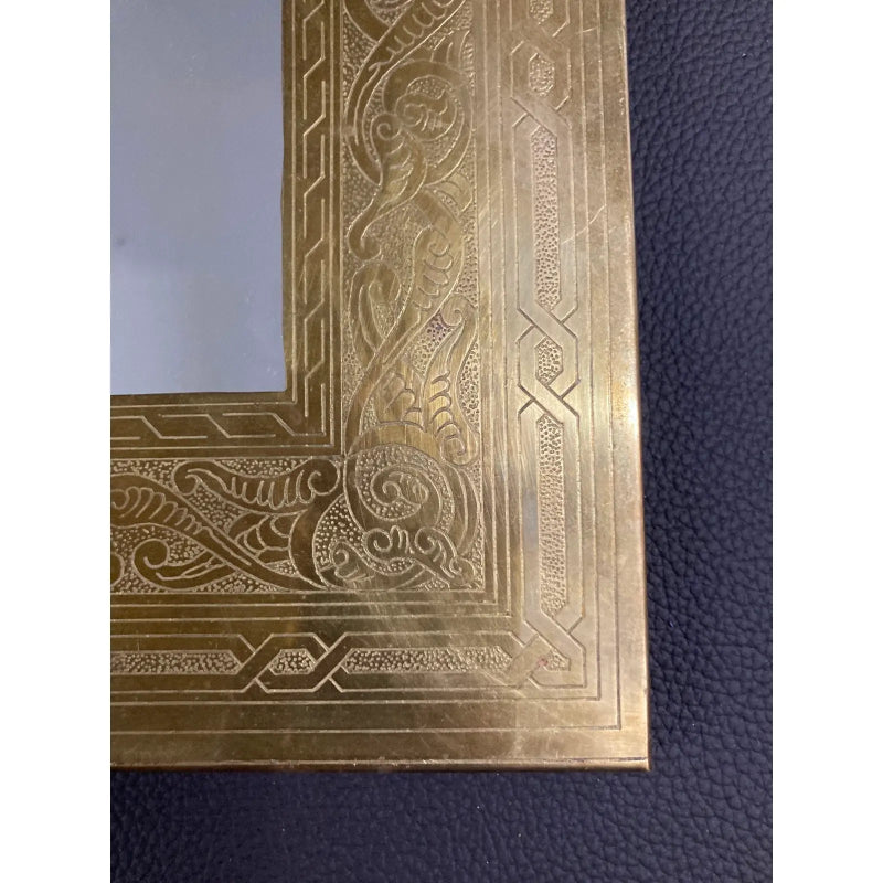 Hand Embossed Metal Brass Wall Mirror Frame mirror frame - Bone Inlay Furnitures