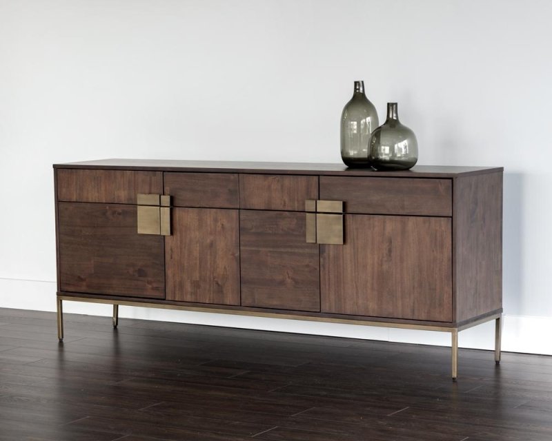 Handmade Antique Brass Sideboard Embossed Metal with Four Drawers and Four Doors Buffet & Sideboard - Bone Inlay Furnitures