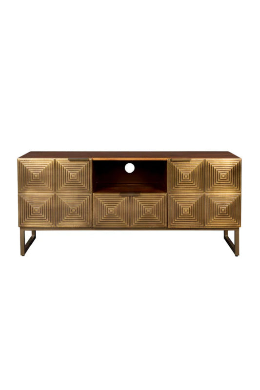 Handmade Art Deco Brass Sideboard with Two Door and One Drawer Sideboard - Bone Inlay Furnitures