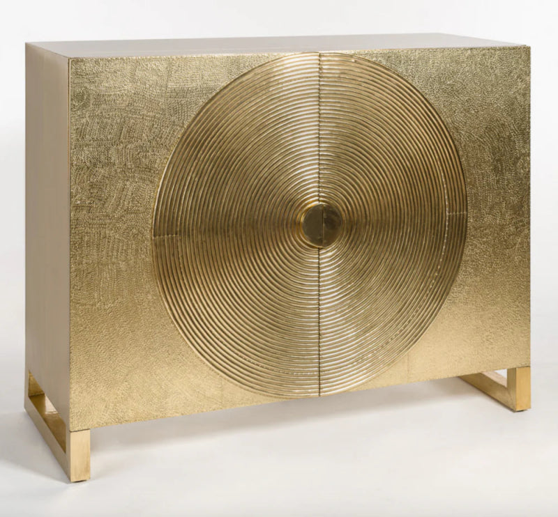 Handmade Brass Golden Metal Cabinet with Two Door Cabinet - Bone Inlay Furnitures