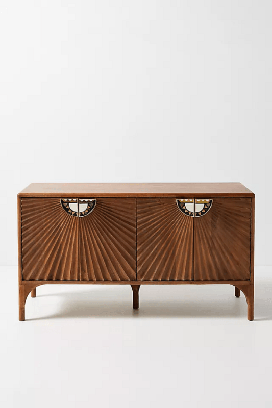 Handmade Daybreak Sideboard | Hand - carved Wooden Buffet Table in Grey Color Sideboard - Bone Inlay Furnitures