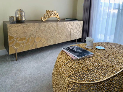 Handmade Deco Style Golden Brass Metal Four Door Sideboard Buffet & Sideboard - Bone Inlay Furnitures