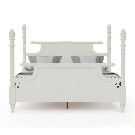 Handmade Designer White Color Solid Wooden Bed Beds & Bed Frames - Bone Inlay Furnitures