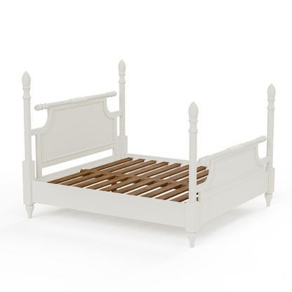 Handmade Designer White Color Solid Wooden Bed Beds & Bed Frames - Bone Inlay Furnitures