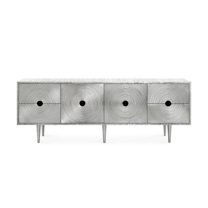 Handmade Embossed Brass Metal Sideboard | Metal Clad Buffet Table with Four Door Buffet & Sideboard - Bone Inlay Furnitures