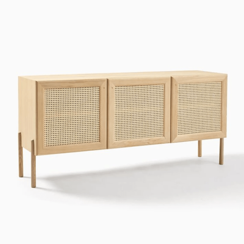 Handmade High Sideboard with Woven Doors | Woven Cane Buffet Table Buffet & Sideboard - Bone Inlay Furnitures