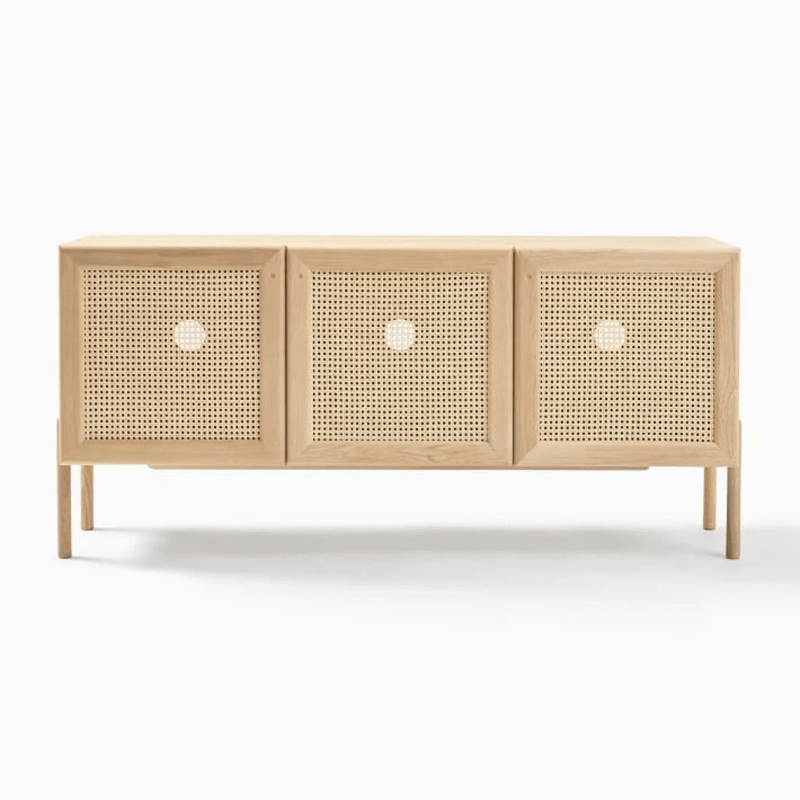 Handmade High Sideboard with Woven Doors | Woven Cane Buffet Table Buffet & Sideboard - Bone Inlay Furnitures