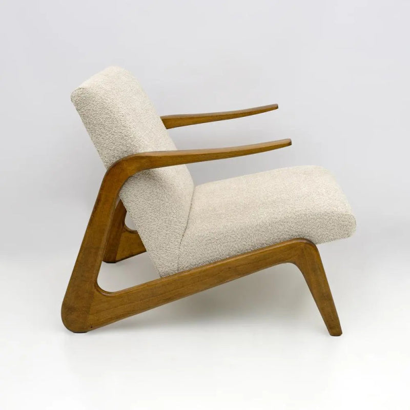 Handmade Mid - Century Modern Italian Boucle Lounge Chairs Chair - Bone Inlay Furnitures