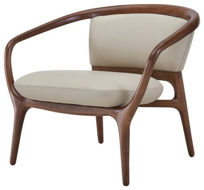 Handmade Modrest Deana Mid Century Beige Walnut Accent Chair Dining Chair - Bone Inlay Furnitures