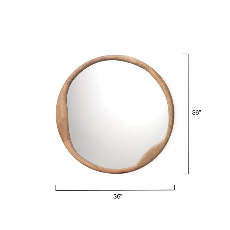 Handmade Round Mirror in Natural Wood mirror frame - Bone Inlay Furnitures