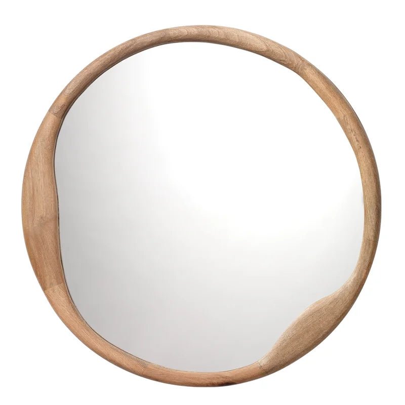 Handmade Round Mirror in Natural Wood mirror frame - Bone Inlay Furnitures