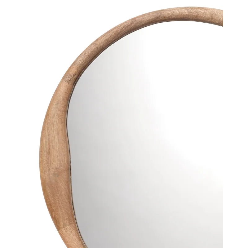 Handmade Round Mirror in Natural Wood mirror frame - Bone Inlay Furnitures