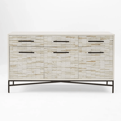 Handmade Tiled Buffet Sideboard with Metal Base | Bone Inlay Sideboard Buffet & Sideboard - Bone Inlay Furnitures