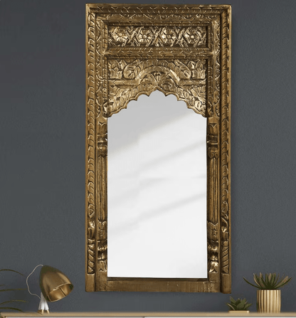 Handmade Wooden Antique Brass Metal Mirror Frame mirror frame - Bone Inlay Furnitures