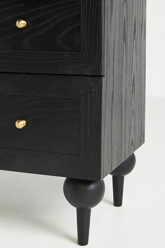 Handmade Wooden Black Color Chest of Six Drawers Tallboy Design Chest of Drawers - Bone Inlay Furnitures