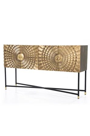 Metal Sideboard Cabinet with Two Door Brass Legs Buffet & Sideboard - Bone Inlay Furnitures