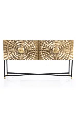 Metal Sideboard Cabinet with Two Door Brass Legs Buffet & Sideboard - Bone Inlay Furnitures