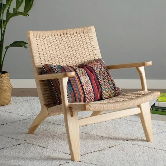 Modern Danish design Coastal Lounge Chair | Japandi Outdoor Patio Lounge Arm Chair by Hans Wegner Chair - Bone Inlay Furnitures