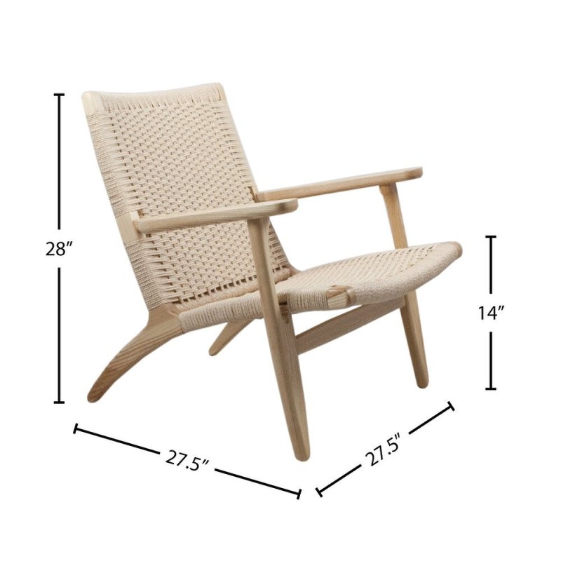 Modern Danish design Coastal Lounge Chair | Japandi Outdoor Patio Lounge Arm Chair by Hans Wegner Chair - Bone Inlay Furnitures