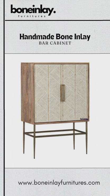 Handmade Bone Inlay Bar Cabinet