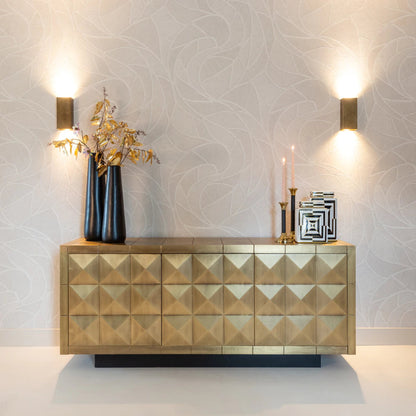 Stylish Gold Sideboard - Modern Geometric Design Sideboard - Bone Inlay Furnitures