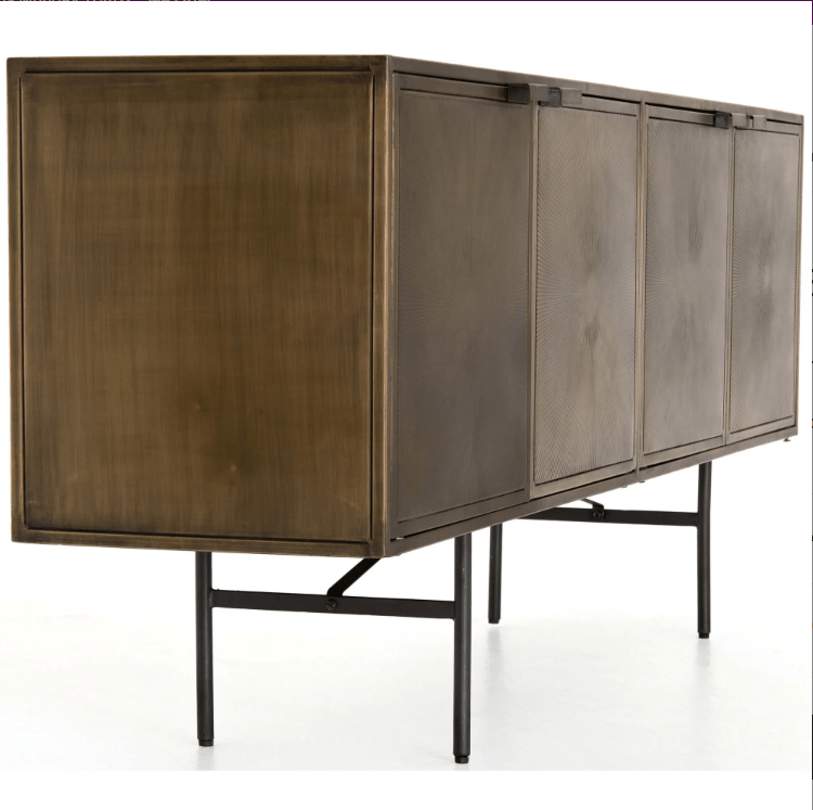 Sunburst Antique Metal Brass Designer Handmade Sideboard Buffet Table with Four Door Buffet & Sideboard - Bone Inlay Furnitures