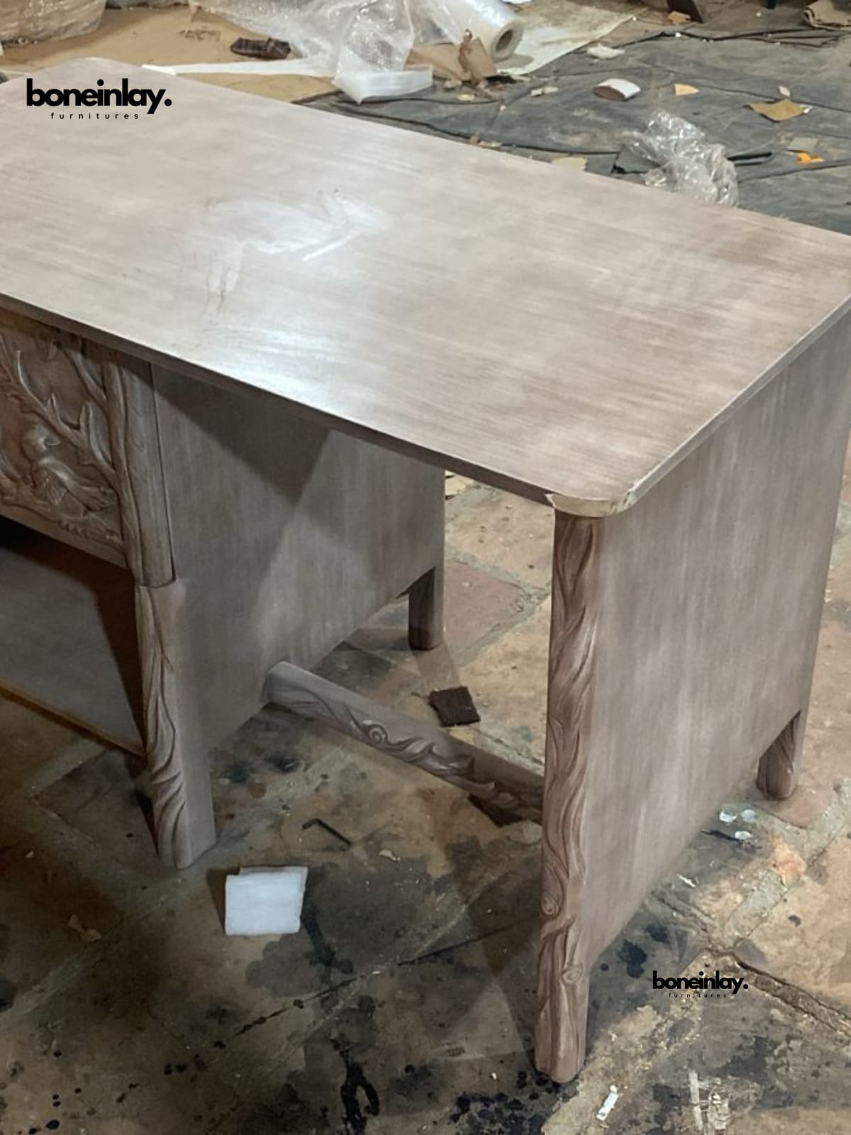 Custom Hand carved wooden desk