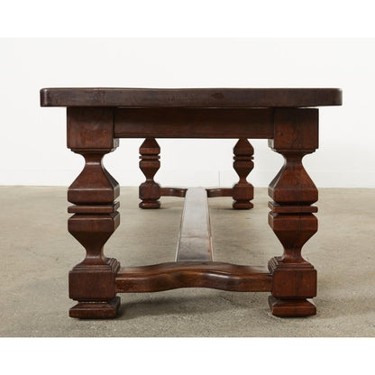 Handmade Handcarved Farmhouse Trestle Rectangle Dining Table - Bone Inlay Furnitures