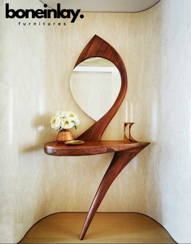 Stylish Dressing Table and Mirror Frame | Heron III Console with Mirror Frame mirror frame - Bone Inlay Furnitures